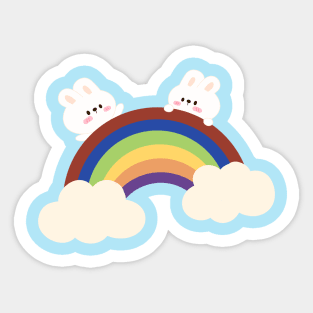 Happy pride month rainbow and rabbits Sticker